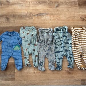 Carter's Blue, Gray, and Brown Kids Footies Set